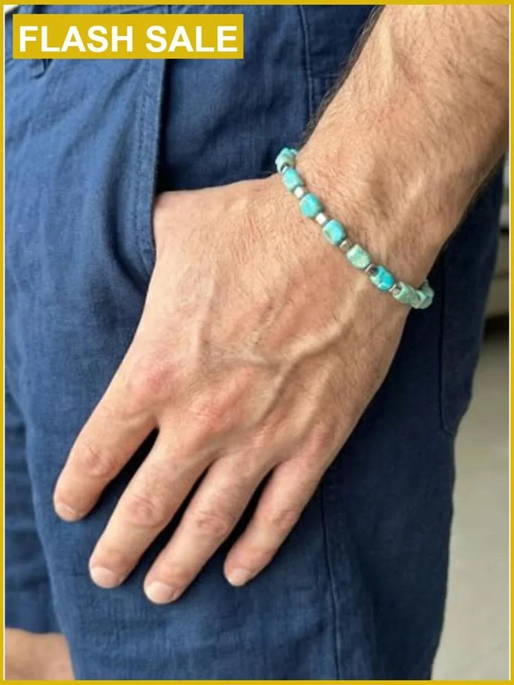 Turquoise Hematite Natural Stone Adjustable Western Bracelet